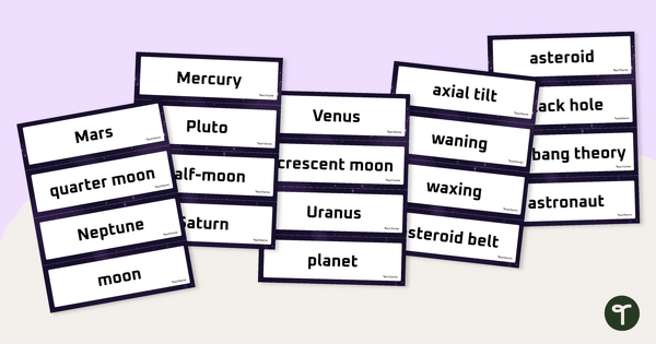 Space Word Wall Vocabulary