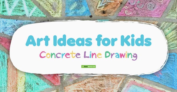 line drawing on concrete - kids art idea