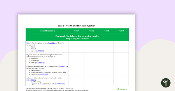 Health and Physical Education Term Tracker (WA Curriculum ...