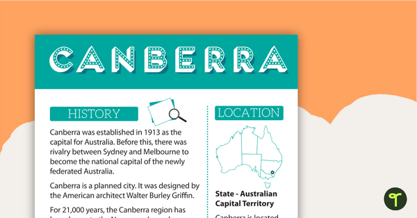 Australian Capital Cities Fact Sheets Teaching Resource Teach Starter