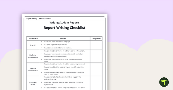 Teacher Report Writing Checklist