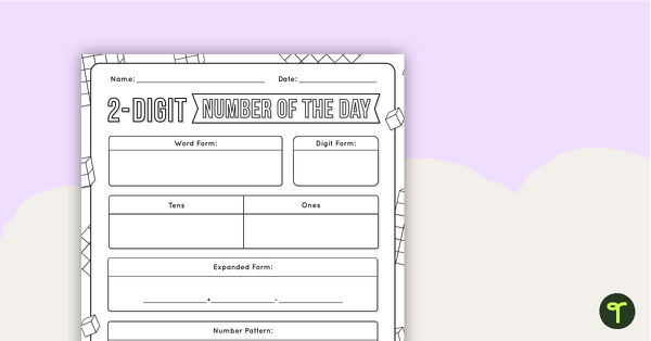 2-Digit Number of the Day Worksheet