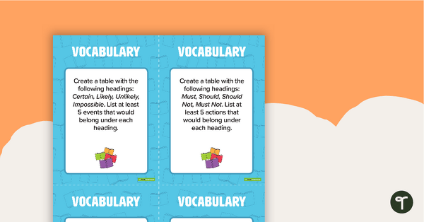 Fast Finisher Vocabulary Task Cards - Upper Grades