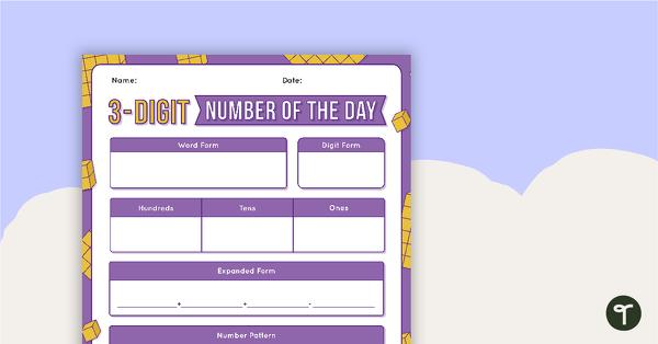 3-Digit Number of the Day Worksheet