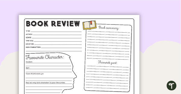 book review worksheet for grade 6