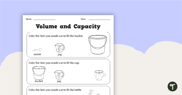 volume and capacity worksheets teach starter