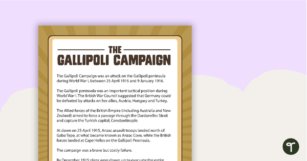 The Gallipoli Campaign - Worksheets