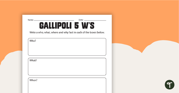 Gallipoli 5 Ws Worksheet