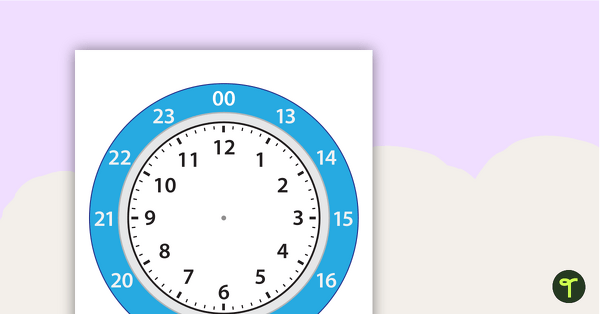 24 Hour Clock Face Template from www.teachstarter.com