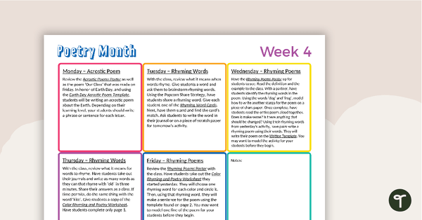 Primary Weekly Poetry Guide Weeks 4 And 5 Teaching Resource Teach Starter
