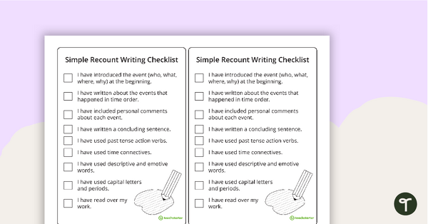 Simple Recount Writing Checklist