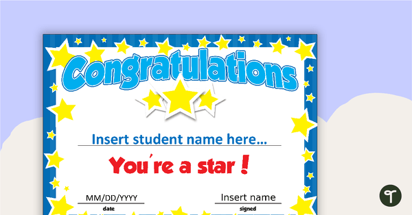 You Re A Star Certificate Editable