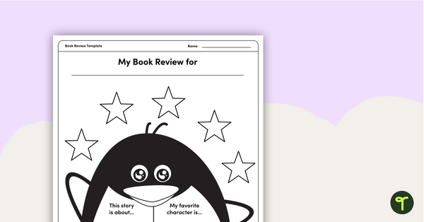 Penguin-Themed Book Review Template and Poster