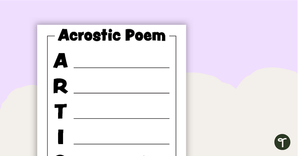 Acrostic Poem Template Learn Teaching Resource Teach Starter