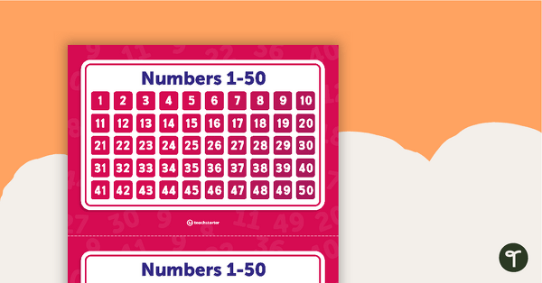 Number Flashcards 1 50 Printable Number Flash Cards Primary Teaching
